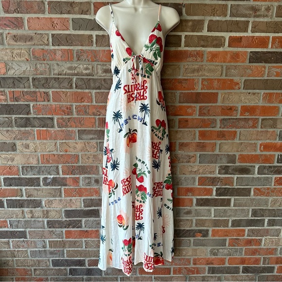 Paper Heart Dresses & Skirts - Paper Heart Anthropologie Fresh Fruits Berries Peaches Linen Blend Maxi Dress M
